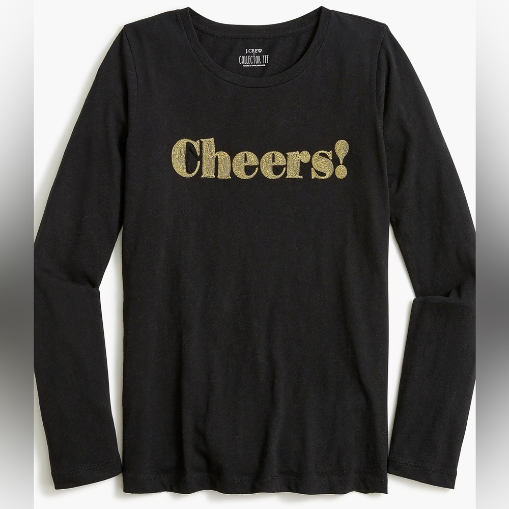 J. Crew Black Crewneck Collector Tee with Gold Print